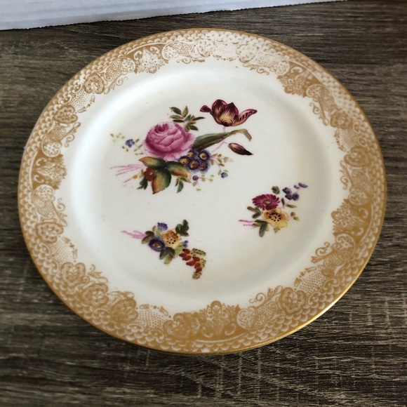 Vtg Hammersley Dresden Floral Gold Trim Plate - Picture 2 of 15